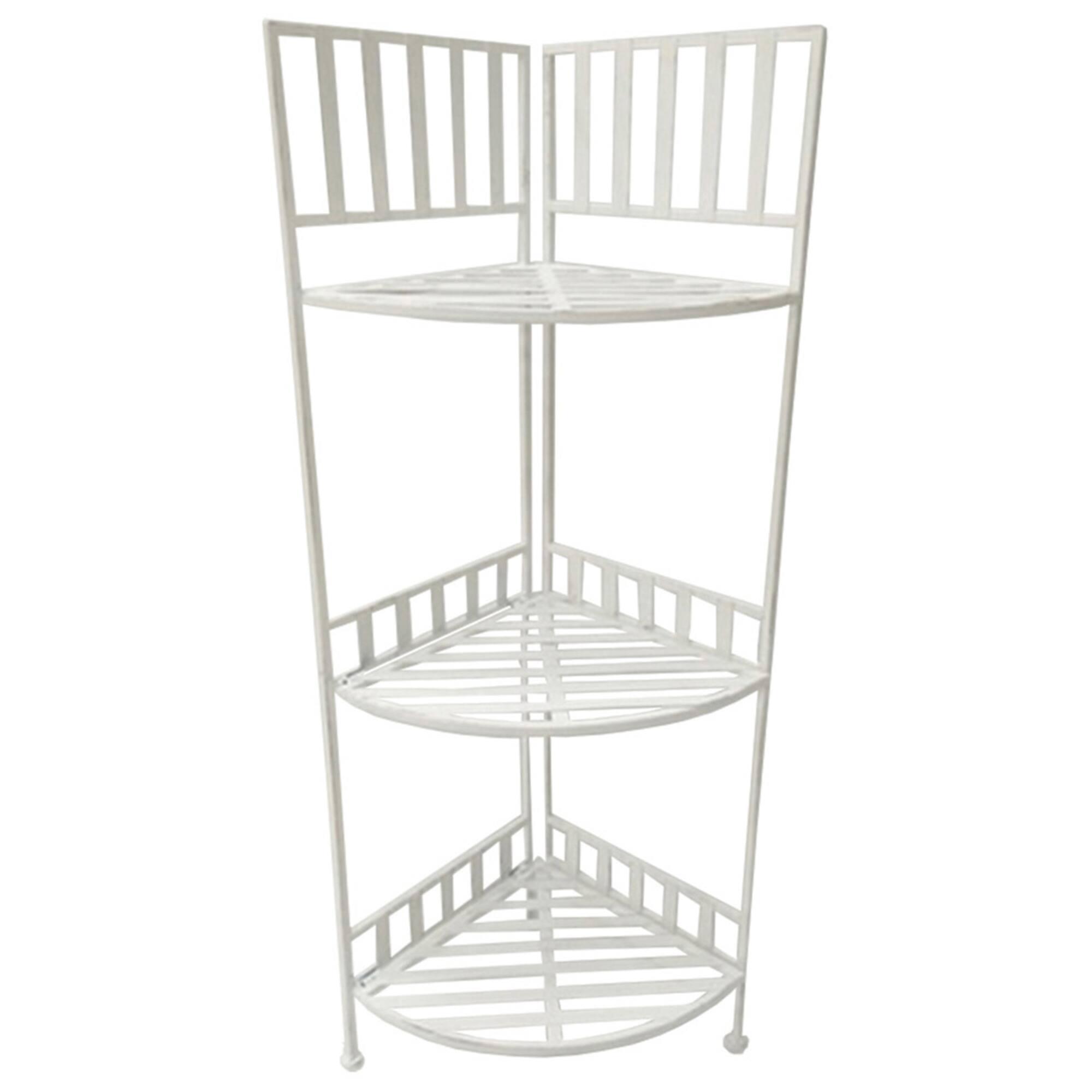 Santa's Workshop 40" Antique White 3-Tier Corner Shelf